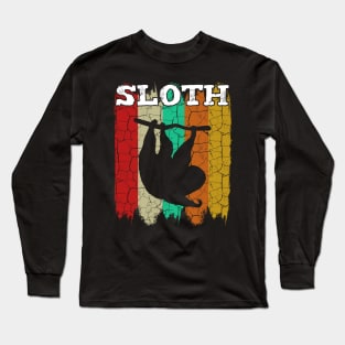 Sloth - Retro Style Sloths Vintage Silhouette Long Sleeve T-Shirt